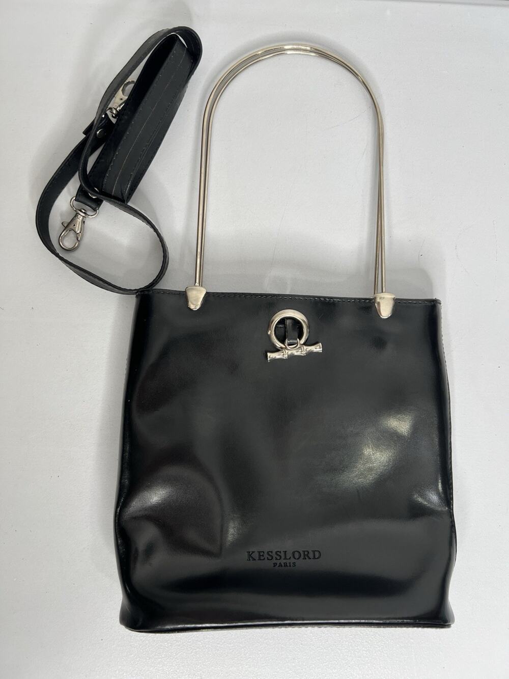 Kesslord Paris Leather Handbag Purse Double Metal Handles